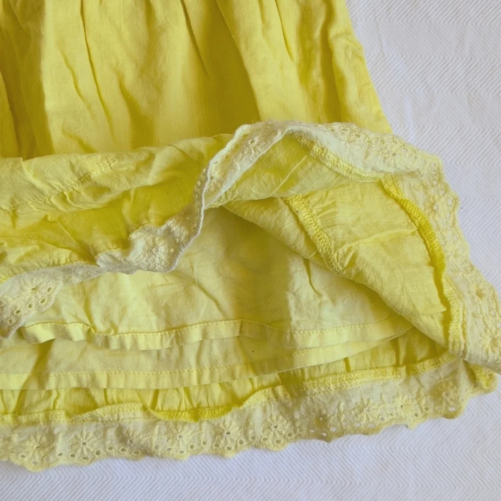 old navy yellow eyelet trim empire waist cotton tank blouse 3T toddler girls - Picture 4 of 7